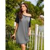 Ekouaer Nightgowns for Women Short Sleeve Sleep Shirts Crewneck Night Shirts Soft Sleepwear Caual T Shirt Sleep Dress(Grey)