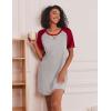 Ekouaer Nightgowns for Women Short Sleeve Sleep Shirts Crewneck Night Shirts Soft Sleepwear Caual T Shirt Sleep Dress(Light Grey)