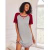 Ekouaer Nightgowns for Women Short Sleeve Sleep Shirts Crewneck Night Shirts Soft Sleepwear Caual T Shirt Sleep Dress(Light Grey)