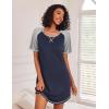 Ekouaer Nightgowns for Women Short Sleeve Sleep Shirts Crewneck Night Shirts Soft Sleepwear Caual T Shirt Sleep Dress(Navy Blue)