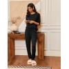 Ekouaer Pajamas Womens Long Sleeve Pj Set 2 Piece Loungewear Soft Comfy Sleepwear with Jogger Pants S-XXL(Black)