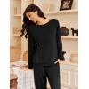 Ekouaer Pajamas Womens Long Sleeve Pj Set 2 Piece Loungewear Soft Comfy Sleepwear with Jogger Pants S-XXL(Black)