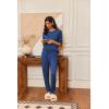 Ekouaer Pajamas Womens Long Sleeve Pj Set 2 Piece Loungewear Soft Comfy Sleepwear with Jogger Pants S-XXL(Blue)