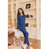 Ekouaer Pajamas Womens Long Sleeve Pj Set 2 Piece Loungewear Soft Comfy Sleepwear with Jogger Pants S-XXL(Blue)