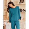 Ekouaer Pajamas Womens Long Sleeve Pj Set 2 Piece Loungewear Soft Comfy Sleepwear with Jogger Pants S-XXL(Blue Green)