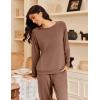 Ekouaer Pajamas Womens Long Sleeve Pj Set 2 Piece Loungewear Soft Comfy Sleepwear with Jogger Pants S-XXL(Brown)