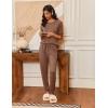Ekouaer Pajamas Womens Long Sleeve Pj Set 2 Piece Loungewear Soft Comfy Sleepwear with Jogger Pants S-XXL(Brown)