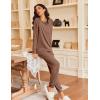 Ekouaer Pajamas Womens Long Sleeve Pj Set 2 Piece Loungewear Soft Comfy Sleepwear with Jogger Pants S-XXL(Brown)