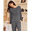 Ekouaer Pajamas Womens Long Sleeve Pj Set 2 Piece Loungewear Soft Comfy Sleepwear with Jogger Pants S-XXL(Dark Grey)