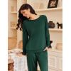 Ekouaer Pajamas Womens Long Sleeve Pj Set 2 Piece Loungewear Soft Comfy Sleepwear with Jogger Pants S-XXL(Green)