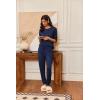 Ekouaer Pajamas Womens Long Sleeve Pj Set 2 Piece Loungewear Soft Comfy Sleepwear with Jogger Pants S-XXL(Navy)