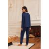 Ekouaer Pajamas Womens Long Sleeve Pj Set 2 Piece Loungewear Soft Comfy Sleepwear with Jogger Pants S-XXL(Navy)