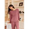 Ekouaer Pajamas Womens Long Sleeve Pj Set 2 Piece Loungewear Soft Comfy Sleepwear with Jogger Pants S-XXL(Old Rose)