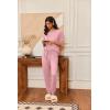 Ekouaer Pajamas Womens Long Sleeve Pj Set 2 Piece Loungewear Soft Comfy Sleepwear with Jogger Pants S-XXL(Pink)