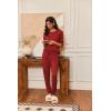 Ekouaer Pajamas Womens Long Sleeve Pj Set 2 Piece Loungewear Soft Comfy Sleepwear with Jogger Pants S-XXL(Red)