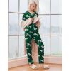 Ekouaer Pajamas Women’s Long Sleeve Sleepwear Soft Button Down Loungewear Pjs Lounge Set Nightwear XS-XXL(Dark Green-tiger)
