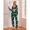 Ekouaer Pajamas Women’s Long Sleeve Sleepwear Soft Button Down Loungewear Pjs Lounge Set Nightwear XS-XXL(Dark Green-tiger)