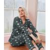 Ekouaer Pajamas Women’s Long Sleeve Sleepwear Soft Button Down Loungewear Pjs Lounge Set Nightwear XS-XXL(Dark Grey White Stars)