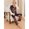 Ekouaer Pajamas Women’s Long Sleeve Sleepwear Soft Button Down Loungewear Pjs Lounge Set Nightwear XS-XXL(Floral Black)