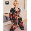 Ekouaer Pajamas Women’s Long Sleeve Sleepwear Soft Button Down Loungewear Pjs Lounge Set Nightwear XS-XXL(Floral Black)