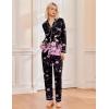 Ekouaer Pajamas Women’s Long Sleeve Sleepwear Soft Button Down Loungewear Pjs Lounge Set Nightwear XS-XXL(Floral Black Pink)