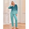 Ekouaer Pajamas Women’s Long Sleeve Sleepwear Soft Button Down Loungewear Pjs Lounge Set Nightwear XS-XXL(Floral Blue Green)