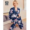 Ekouaer Pajamas Women’s Long Sleeve Sleepwear Soft Button Down Loungewear Pjs Lounge Set Nightwear XS-XXL(Floral Navy Pink)