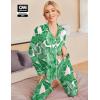 Ekouaer Pajamas Women’s Long Sleeve Sleepwear Soft Button Down Loungewear Pjs Lounge Set Nightwear XS-XXL(Green Leaves)