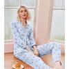 Ekouaer Pajamas Women’s Long Sleeve Sleepwear Soft Button Down Loungewear Pjs Lounge Set Nightwear XS-XXL(Light Blue-animal)