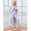 Ekouaer Pajamas Women’s Long Sleeve Sleepwear Soft Button Down Loungewear Pjs Lounge Set Nightwear XS-XXL(Light Blue-animal)