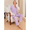 Ekouaer Pajamas Women’s Long Sleeve Sleepwear Soft Button Down Loungewear Pjs Lounge Set Nightwear XS-XXL(Lilac With White Dots)