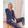 Ekouaer Pajamas Women’s Long Sleeve Sleepwear Soft Button Down Loungewear Pjs Lounge Set Nightwear XS-XXL(Teddy Navy)