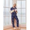 Ekouaer Pajamas Women’s Long Sleeve Sleepwear Soft Button Down Loungewear Pjs Lounge Set Nightwear XS-XXL(Teddy Navy)