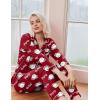 Ekouaer Pajamas Women’s Long Sleeve Sleepwear Soft Button Down Loungewear Pjs Lounge Set Nightwear XS-XXL(Teddy Wine)