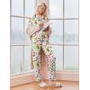 Ekouaer Pajamas Women’s Long Sleeve Sleepwear Soft Button Down Loungewear Pjs Lounge Set Nightwear XS-XXL(White-animal)