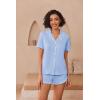 Ekouaer Pajamas for Women Set Button Up Sleepwear 2 Piece Pjs Lounge Set Short Sleeve Nightwear(Blue)
