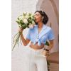 Ekouaer Pajamas for Women Set Button Up Sleepwear 2 Piece Pjs Lounge Set Short Sleeve Nightwear(Blue)