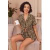Ekouaer Pajamas for Women Set Button Up Sleepwear 2 Piece Pjs Lounge Set Short Sleeve Nightwear(Brown Leopard)