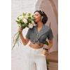 Ekouaer Pajamas for Women Set Button Up Sleepwear 2 Piece Pjs Lounge Set Short Sleeve Nightwear(Dark Gray)