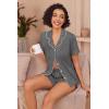 Ekouaer Pajamas for Women Set Button Up Sleepwear 2 Piece Pjs Lounge Set Short Sleeve Nightwear(Dark Gray)