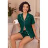Ekouaer Pajamas for Women Set Button Up Sleepwear 2 Piece Pjs Lounge Set Short Sleeve Nightwear(Green)