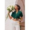Ekouaer Pajamas for Women Set Button Up Sleepwear 2 Piece Pjs Lounge Set Short Sleeve Nightwear(Green)