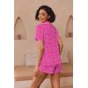 Ekouaer Pajamas for Women Set Button Up Sleepwear 2 Piece Pjs Lounge Set Short Sleeve Nightwear(Hot Leopard)