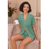 Ekouaer Pajamas for Women Set Button Up Sleepwear 2 Piece Pjs Lounge Set Short Sleeve Nightwear(Light Green)