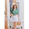 Ekouaer Pajamas for Women Set Button Up Sleepwear 2 Piece Pjs Lounge Set Short Sleeve Nightwear(Light Green)