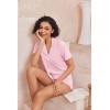 Ekouaer Pajamas for Women Set Button Up Sleepwear 2 Piece Pjs Lounge Set Short Sleeve Nightwear(Pink)