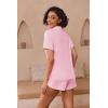 Ekouaer Pajamas for Women Set Button Up Sleepwear 2 Piece Pjs Lounge Set Short Sleeve Nightwear(Pink)