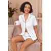 Ekouaer Pajamas for Women Set Button Up Sleepwear 2 Piece Pjs Lounge Set Short Sleeve Nightwear(White)