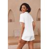 Ekouaer Pajamas for Women Set Button Up Sleepwear 2 Piece Pjs Lounge Set Short Sleeve Nightwear(White)