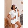 Ekouaer Pajamas for Women Set Button Up Sleepwear 2 Piece Pjs Lounge Set Short Sleeve Nightwear(White)